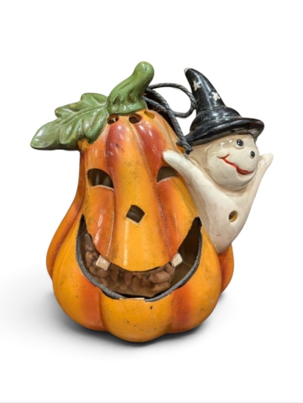 GC Halloween Whimsical Jack O Lantern Pumpkin with Ghost Accent Potpourri Filled